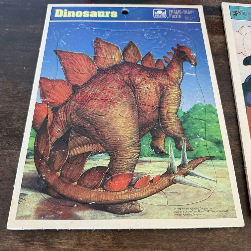 VTG Golden Frame Tray Puzzle Patch Lot Of‎ 5 Dinosaurs Peter Pan Batman States